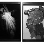 Archival Pigment Print B&W photograph and Floating Engraved Metal Sheet - 98x60 (framed )